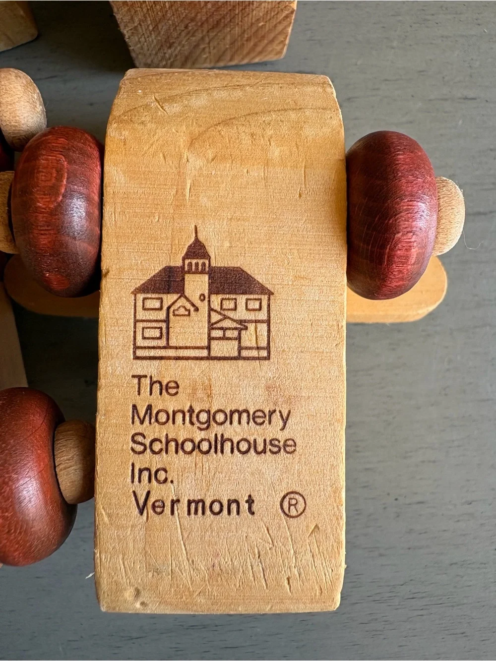 Vintage Montgomery School House Vermont Wooden Vehicles & Plane Toy Lot of 7